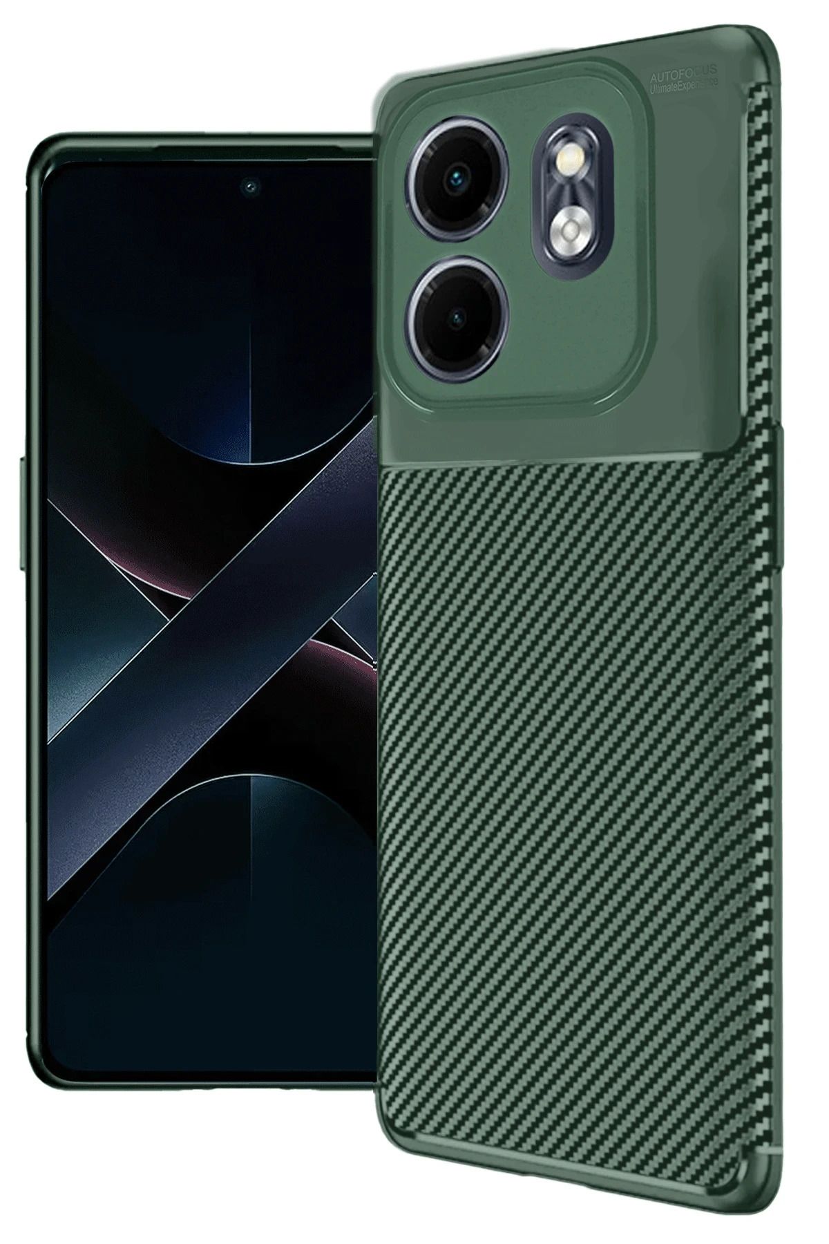 cepmoda iNfinix SMART 9 Telefon Kılıfı | Karbon dizayn, Silikon Kapak | KOYU YEŞİL