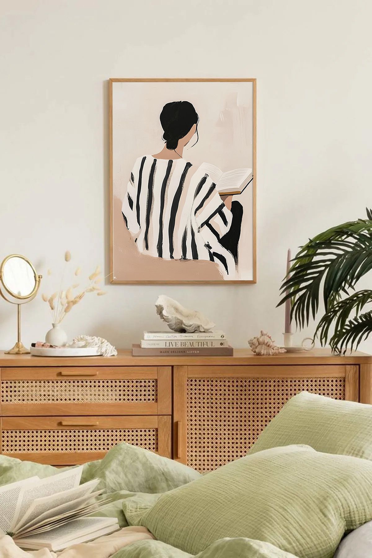 Dekorsiahome Tek Parça Ahşap Çerçeveli Oturma Odası Salon Mutfak Tablo TK0172