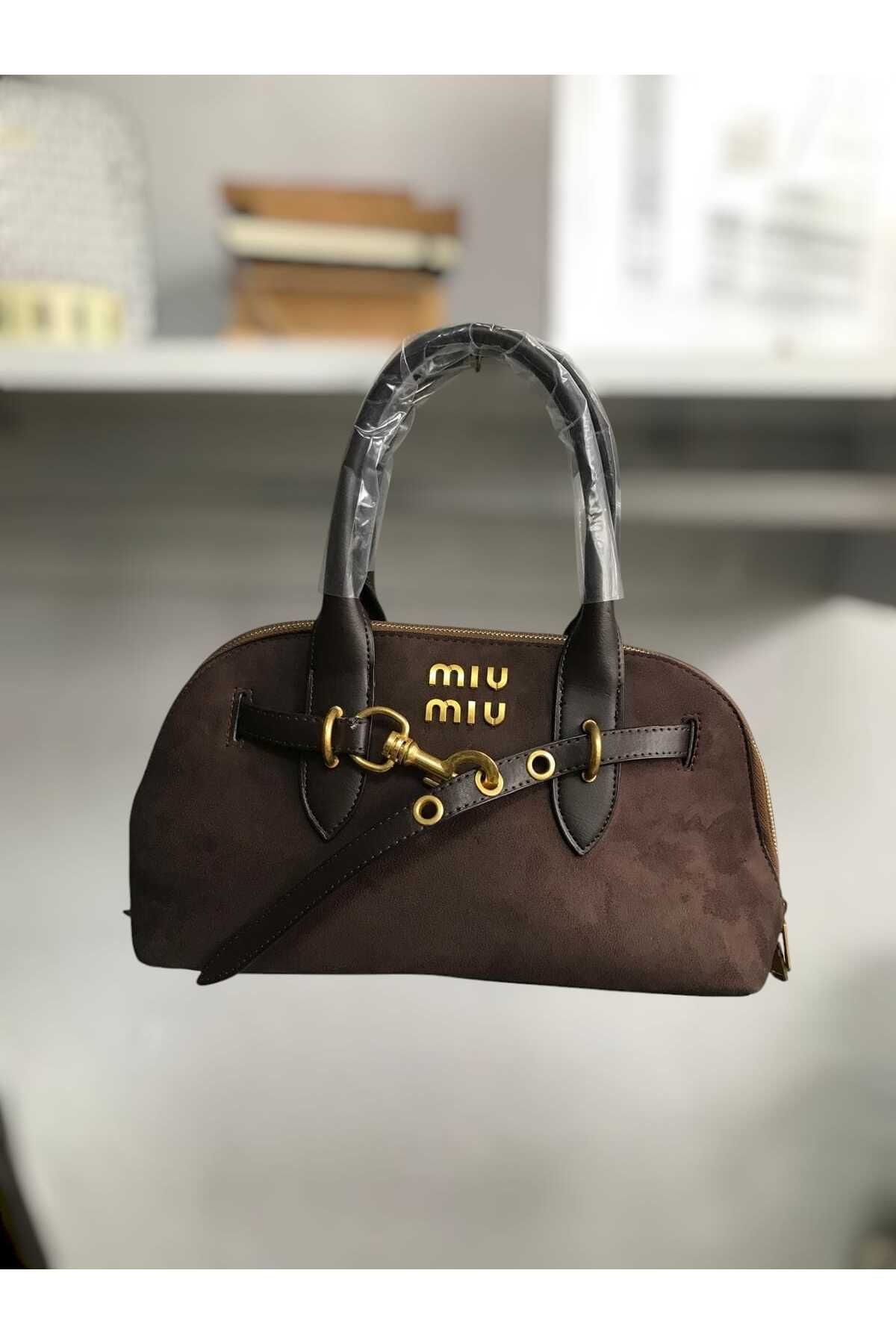 Zihni Leatherwork Kahverengi Süet, Logo ve Kayış Detaylı, Omuz Çantası