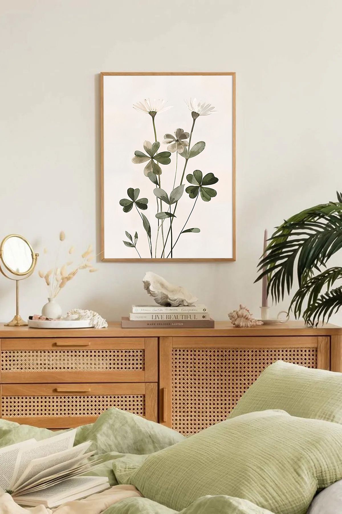 Dekorsiahome Tek Parça Ahşap Çerçeveli Oturma Odası Salon Mutfak Tablo TK0196