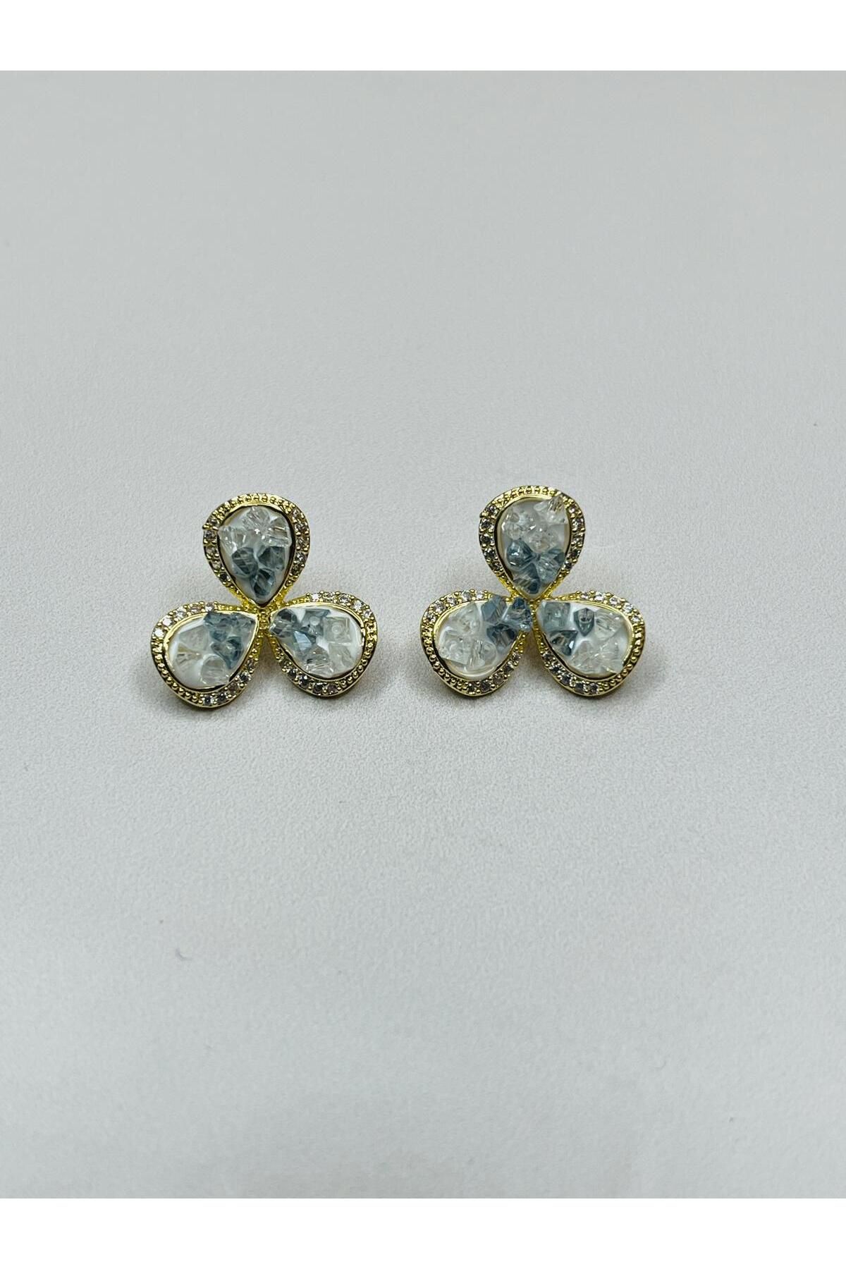 ASİN ACCESSORİES Taşlı Çiçek Küpe - VİP Küpe