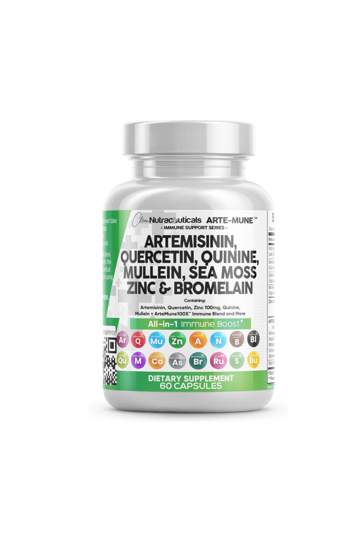 Clean Nutraceuticals , Artemisinin Quercetin Zinc Mullein Quinine with Sea Moss Bromelain 60 capsules