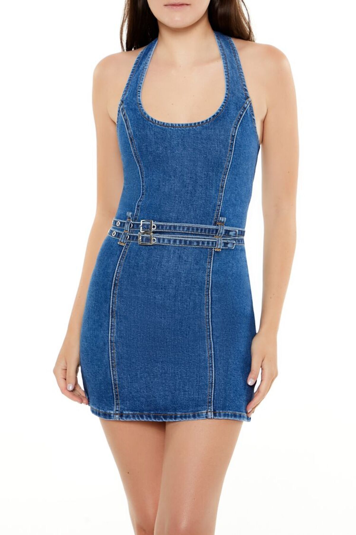 Forever 21 Denim Kemer Detaylı Mini Elbise