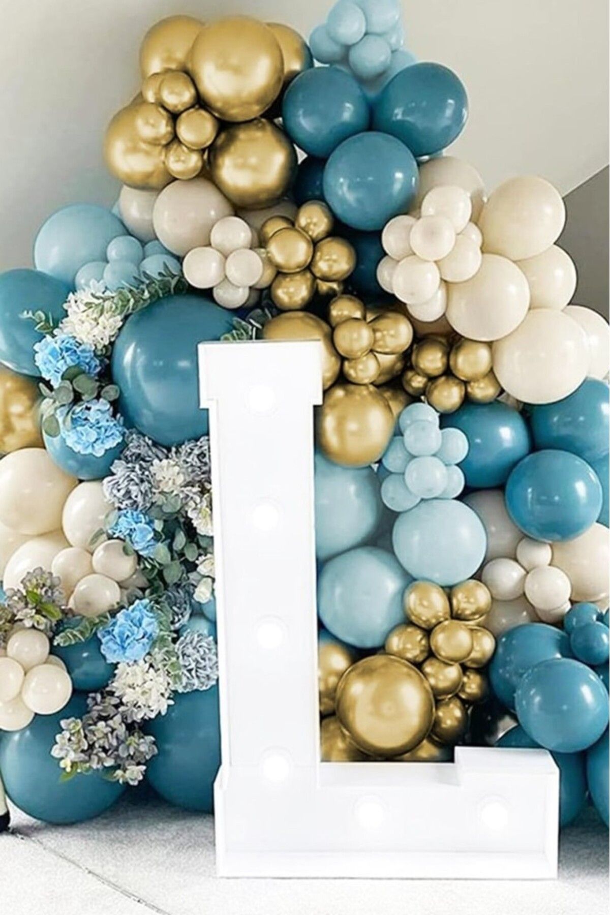 BeySüS-Χρώμιο χρυσό Deep Ocean Storm Blue και Milk Coffee Balloon Chain 60 τεμαχίων 4