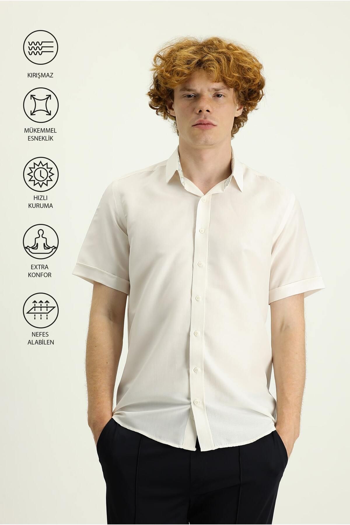 Kiğılı Techno-Line Kısa Kol Slim Fit Dar Kesim Gömlek