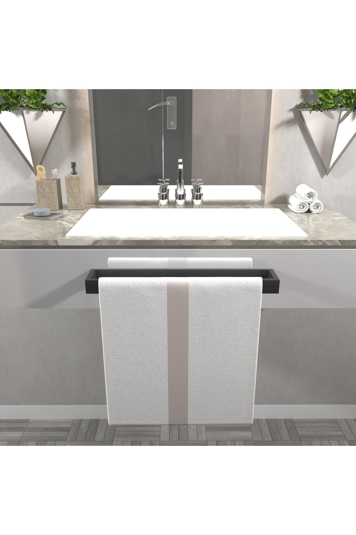 Nindes Dekoratif Metal Banyo Düzenleyici - Metal Açık Havluluk - Metal Organizer - 32