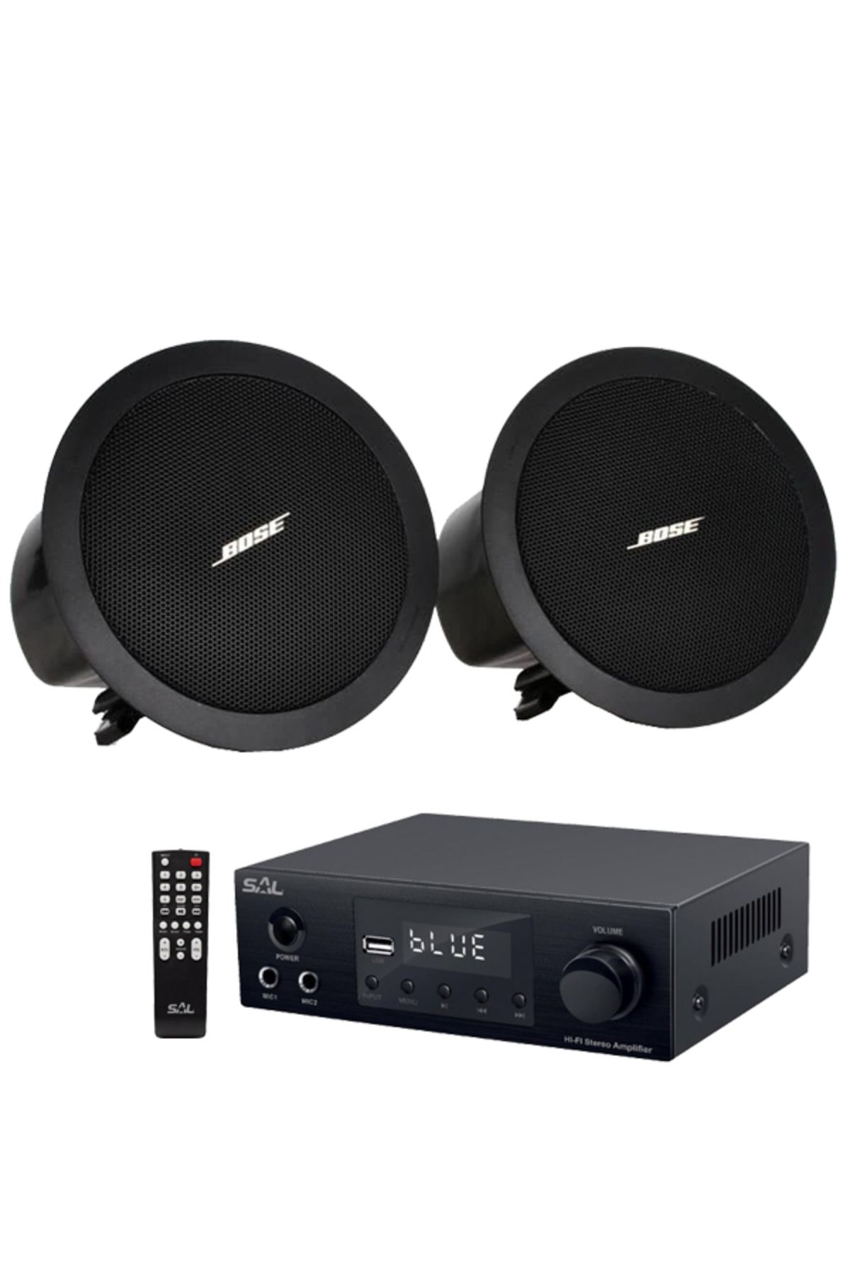 Bose-Bose FS2C black ceiling speaker set with bluetooth amplifier, USB, FM 1
