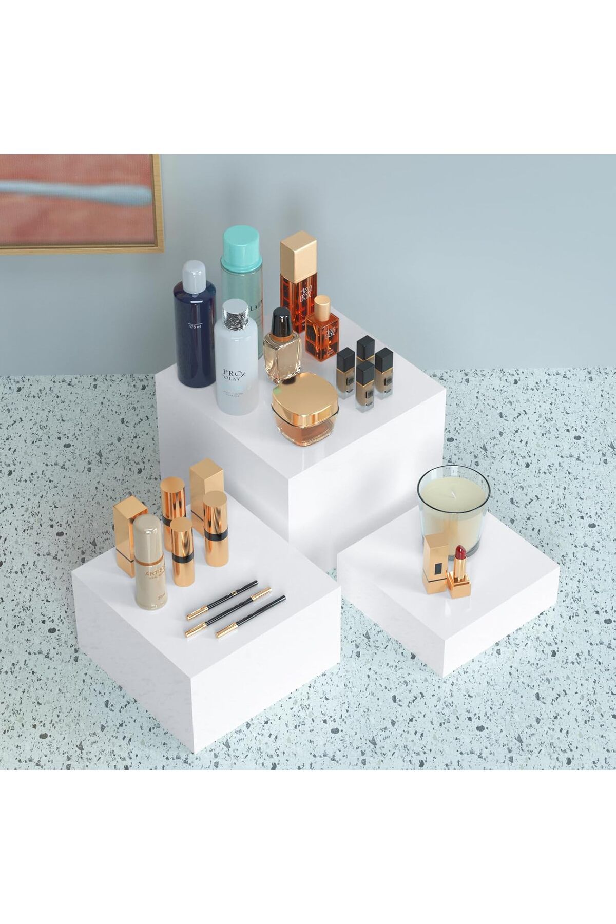 Generic-6PCS Acrylic Cube Nesting Table Risers Display Stand Set with Hollow Bottoms, 8''x9''x10'' 3