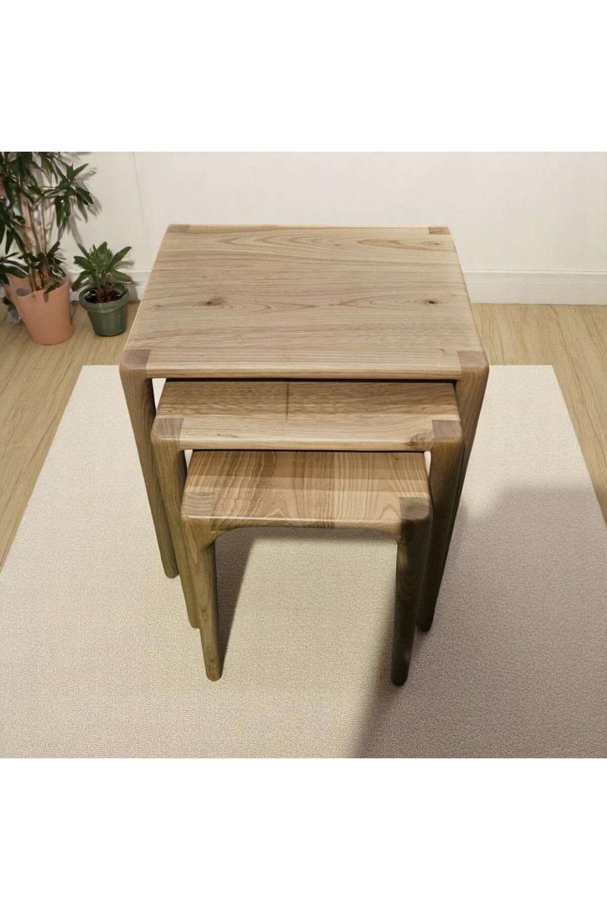 Home agaç zigon sehpa Doğal %100 Ceviz ve Meşe / 3lü Zigon sehpa / Meşe Zigon Zehpa / Ceviz Zigon Sehpa