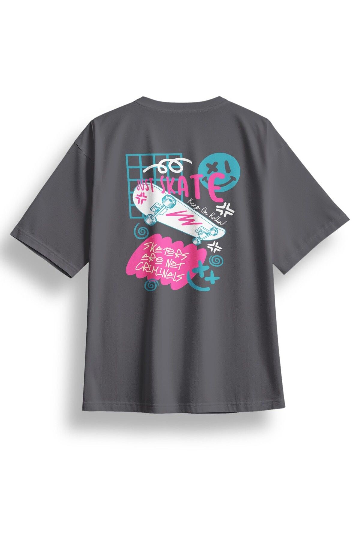 LUMARTA Oversize Just Skate Baskılı Tshirt