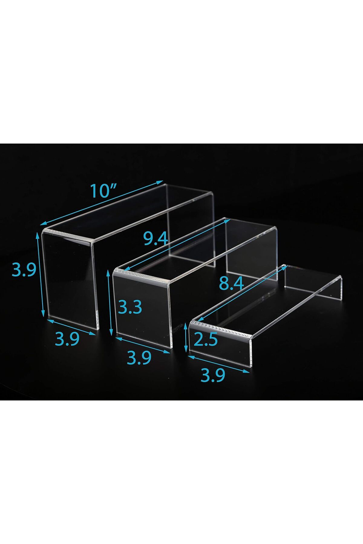 Generic-3 PC Large Clear Acrylic Riser Set, Acrylic Display Risers Shelf for Food Display,10 x 3.9 x 3.9 in 3