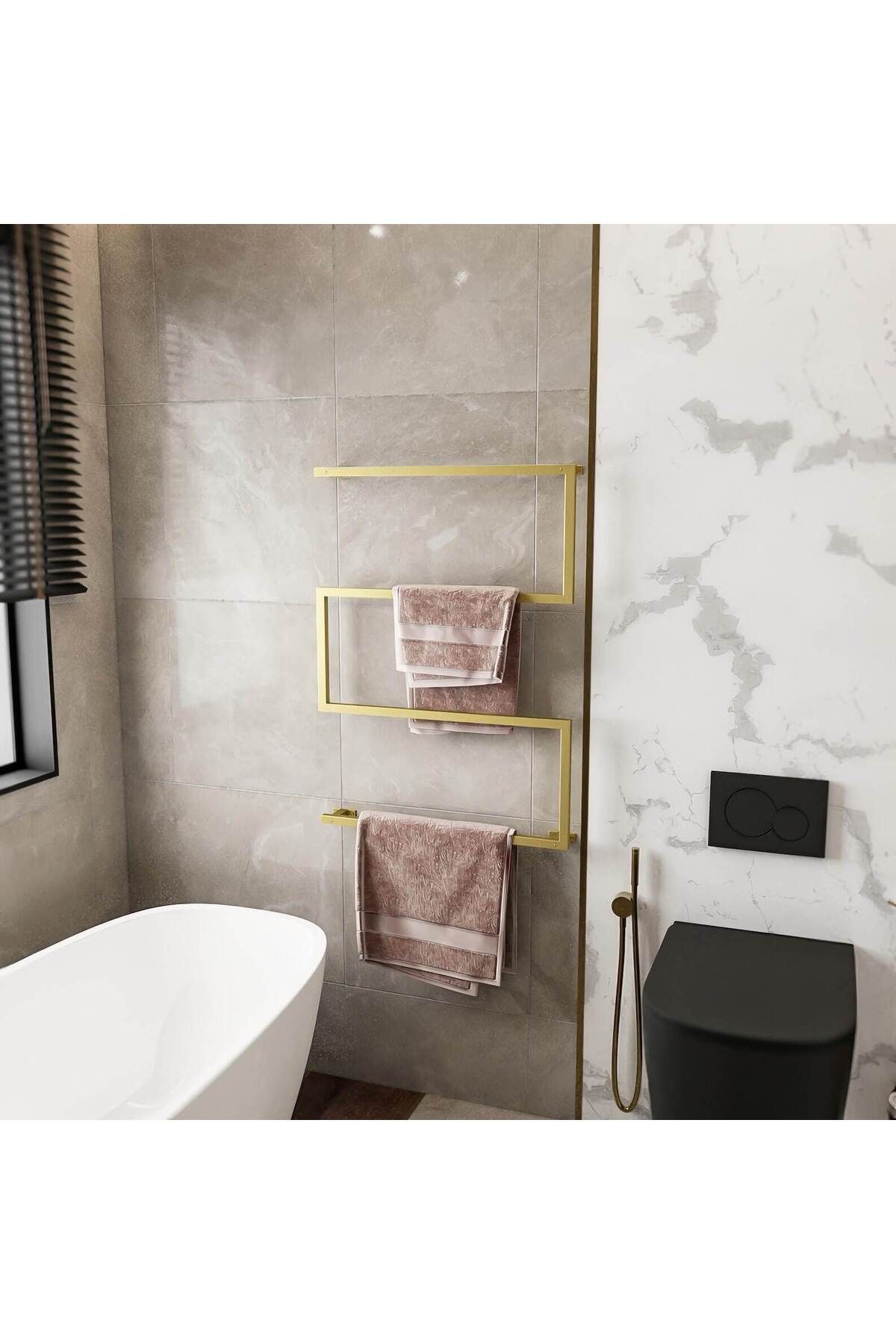 Nindes Dekoratif Metal Banyo Düzenleyici - Metal Açık Havluluk - Metal Organizer - 17