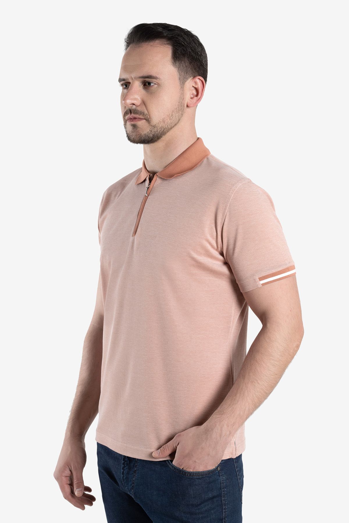 CARDUCCİ Erkek %100 Pamuk Slim Fit Polo Yaka Dar Kesim Tişört C61Y23İ04-30
