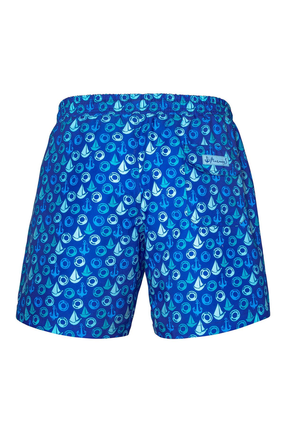ANEMOSS-Sailing Three-Pocket Men's Swim Shorts with Mesh Inside Waist Elastic and Binding Rope 3
