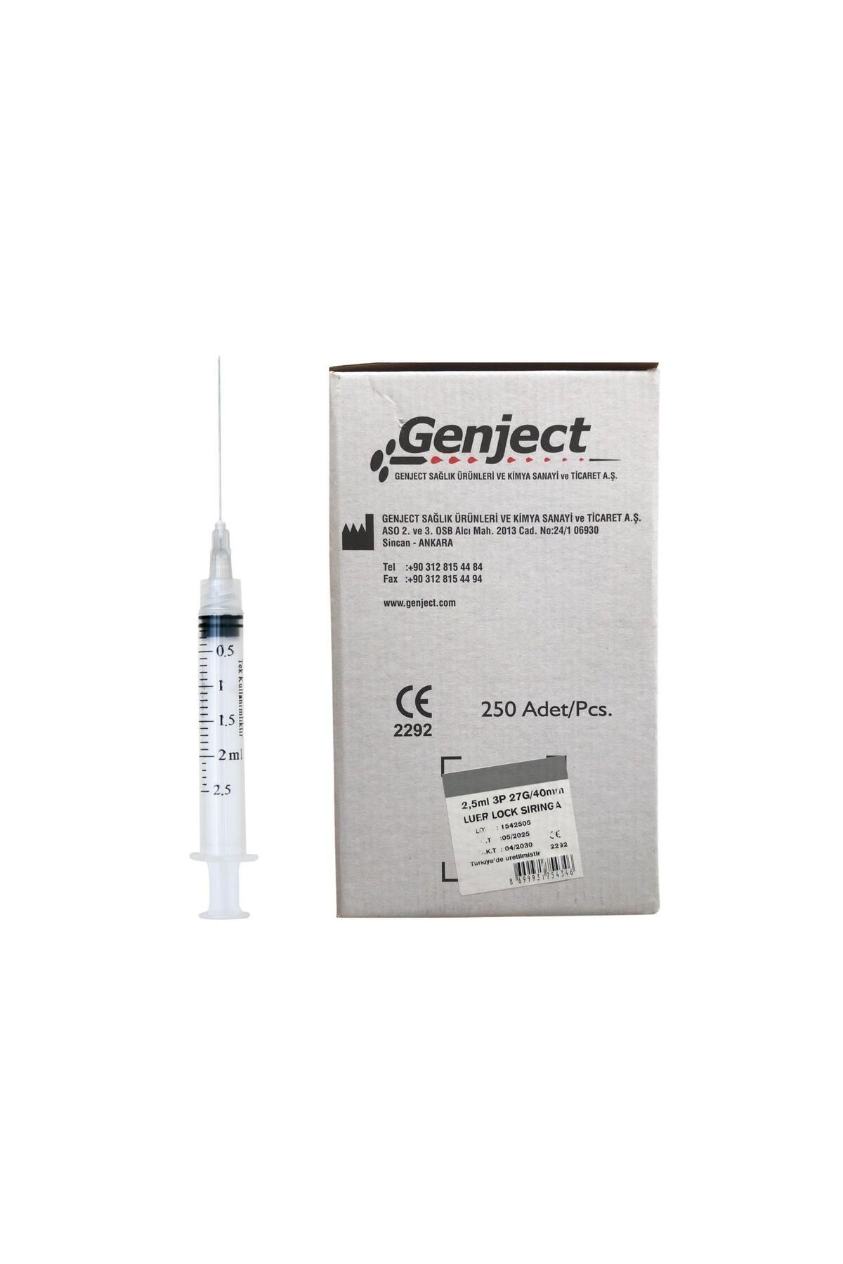 Genject - 2.5 ML 40MM KISA LUER LOCK DENTAL ENJEKTÖR - 250 ADET