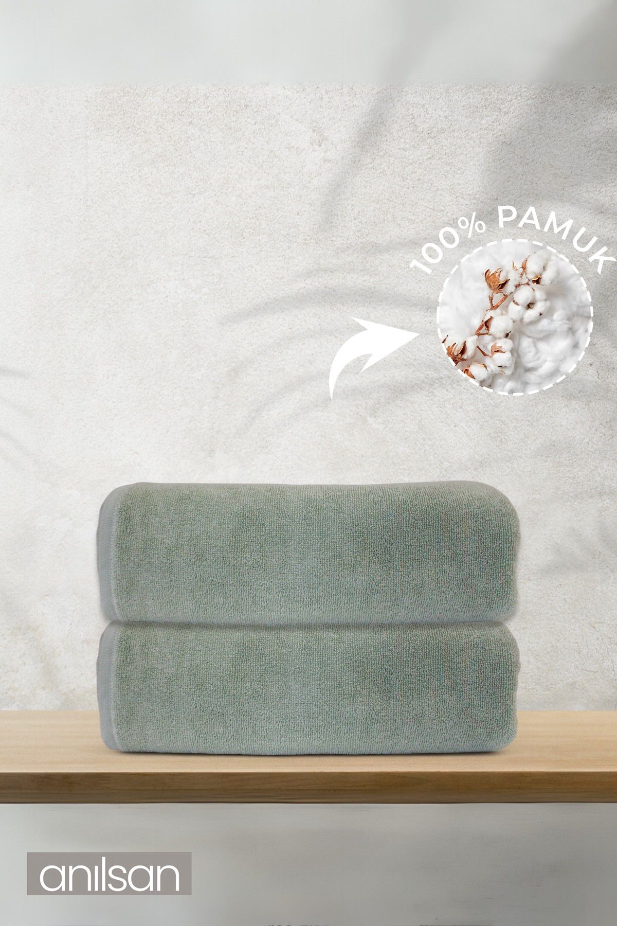 Anılsan 2'li Elen Banyo Havlusu - 70x140 Cm, 570gr, %100 pamuk, Spa Ve Otel Havlusu, Günlük Kullanıma Uygun