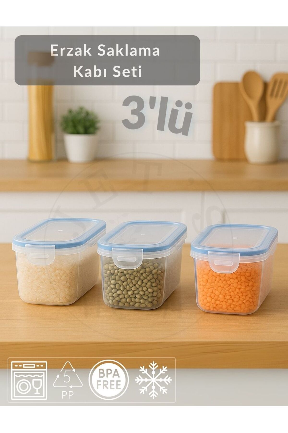 Jet's Home 3'lü Set Erzak Kabı Vakumlu Hava Almaz BPA FREE Kilitlenebilir Bakliyat Kabı 1,25 L