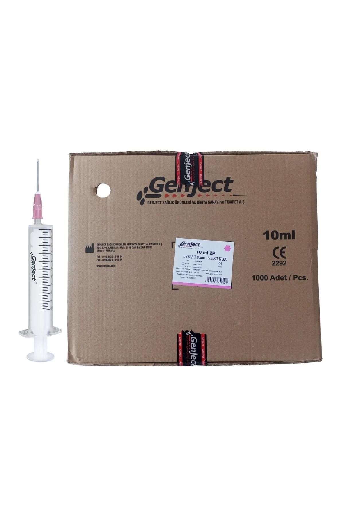Genject - 10 ML 2PARÇA PEMBE İĞNELİ ENJEKTÖR VETERİNER - 1000 ADET