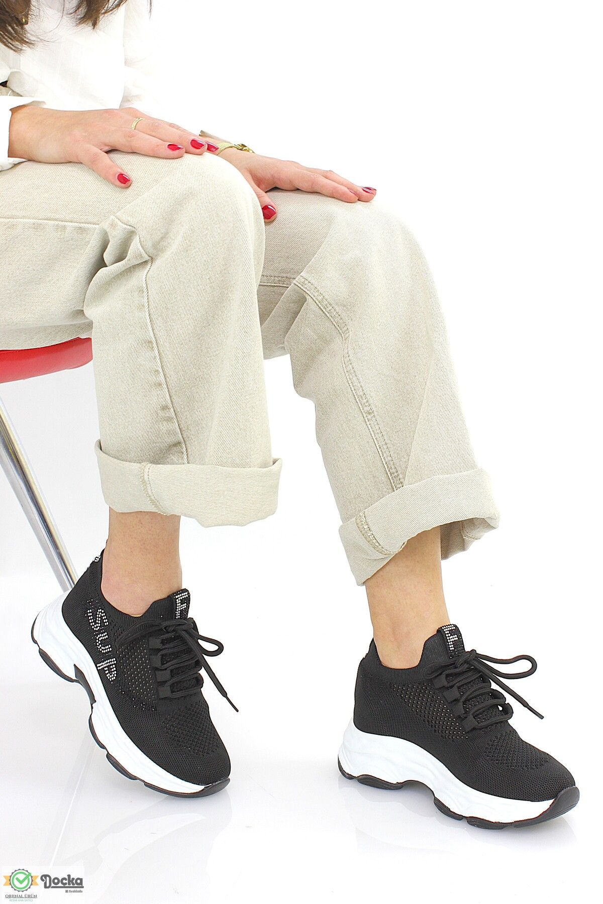 DOCKA Kadın İçten Gizli Dolgu Topuk Triko Yazlık Spor Ayakkabı FR5Y/S520