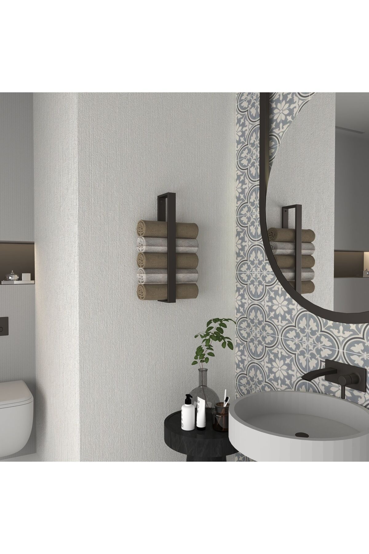 Nindes Dekoratif Metal Banyo Düzenleyici - Metal Açık Havluluk - Metal Organizer - 22