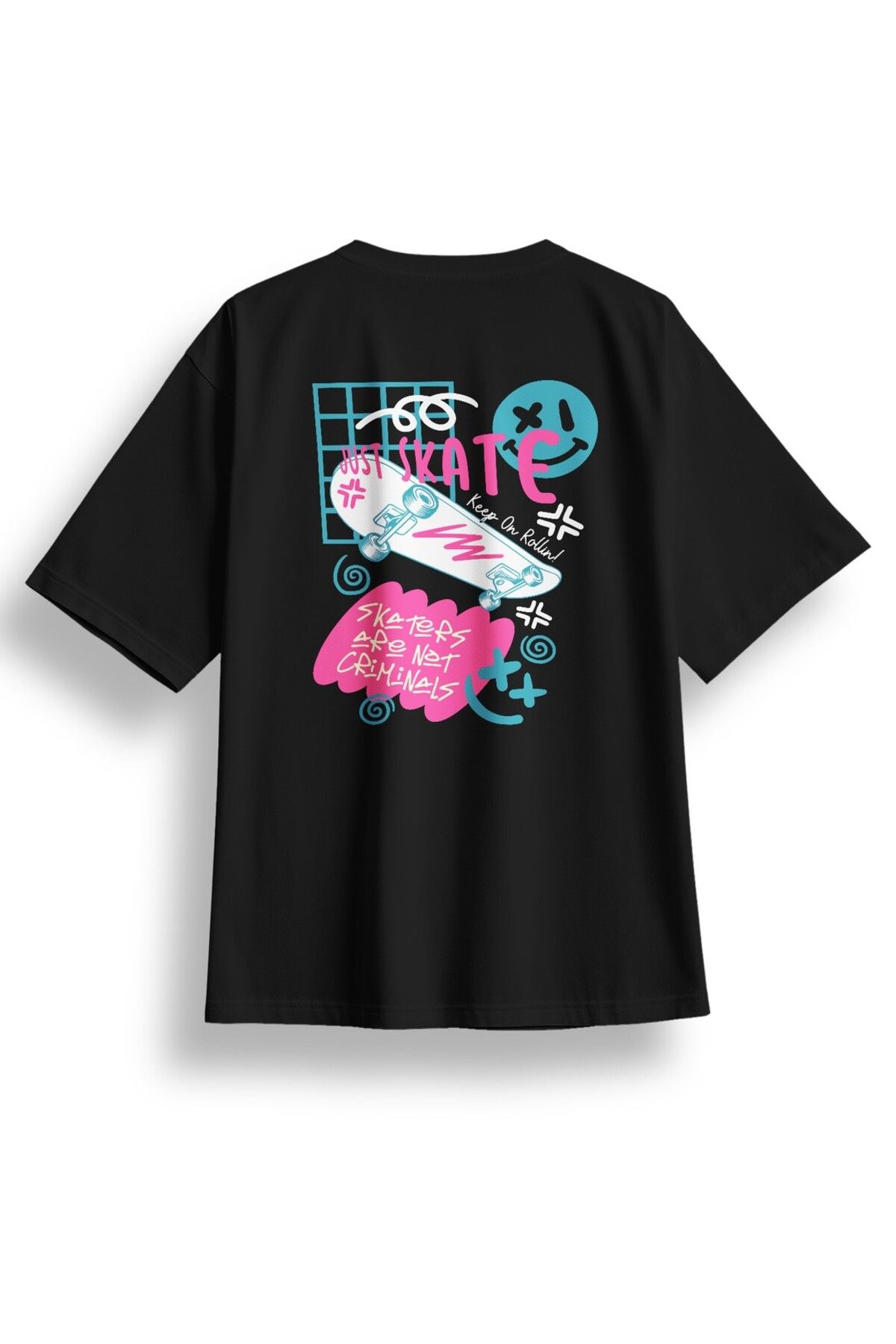 LUMARTA Oversize Just Skate Baskılı Tshirt