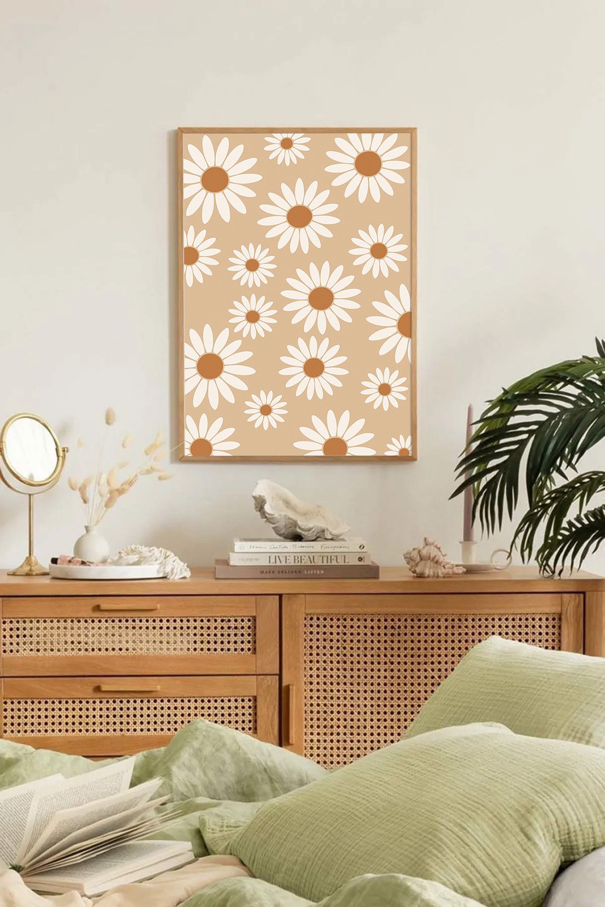 Dekorsiahome Tek Parça Ahşap Çerçeveli Oturma Odası Salon Mutfak Tablo TK0200