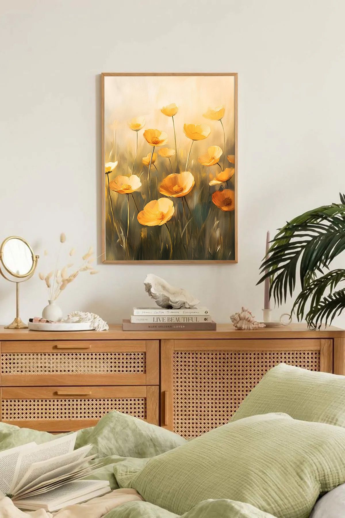 Dekorsiahome Tek Parça Ahşap Çerçeveli Oturma Odası Salon Mutfak Tablo TK0228