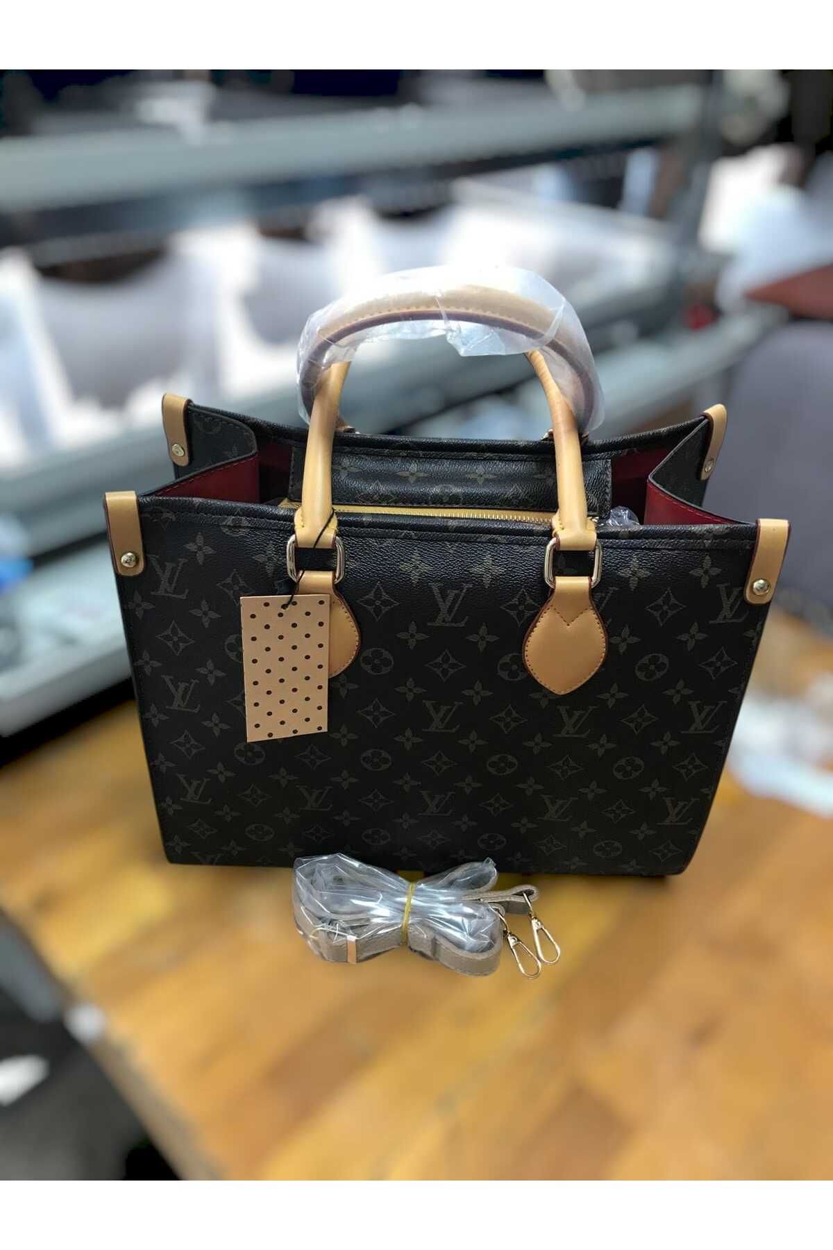 Zihni Leatherwork LV Baskılı Büyük Boy Omuz Çantası