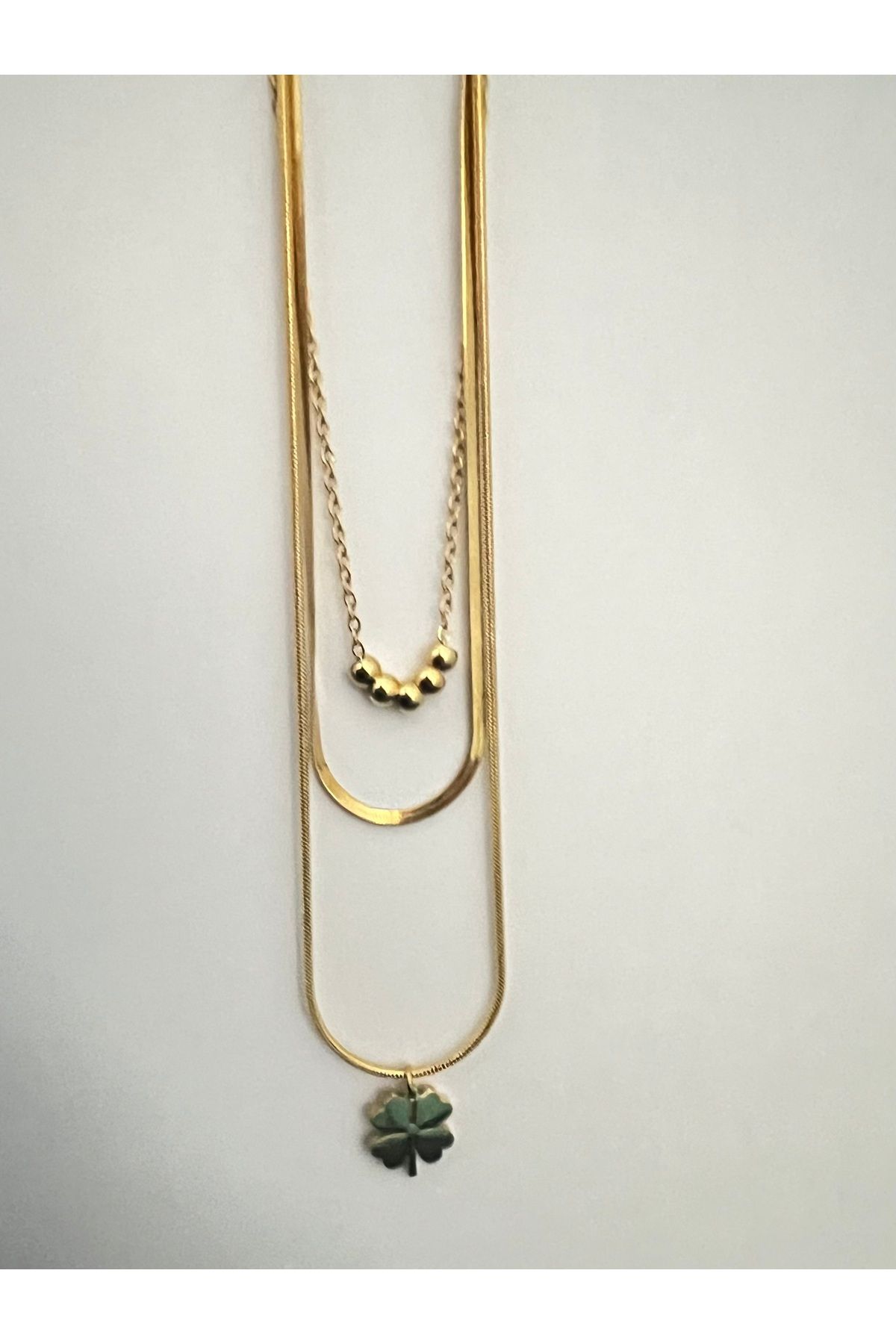 Blue Star Aksesuar 3lü Kombin Model Gold Renk 316L Çelik Kolye