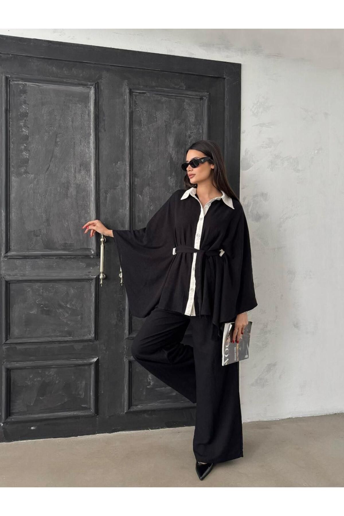 BuBu boutiqee Kadın Keten Kimono Takım