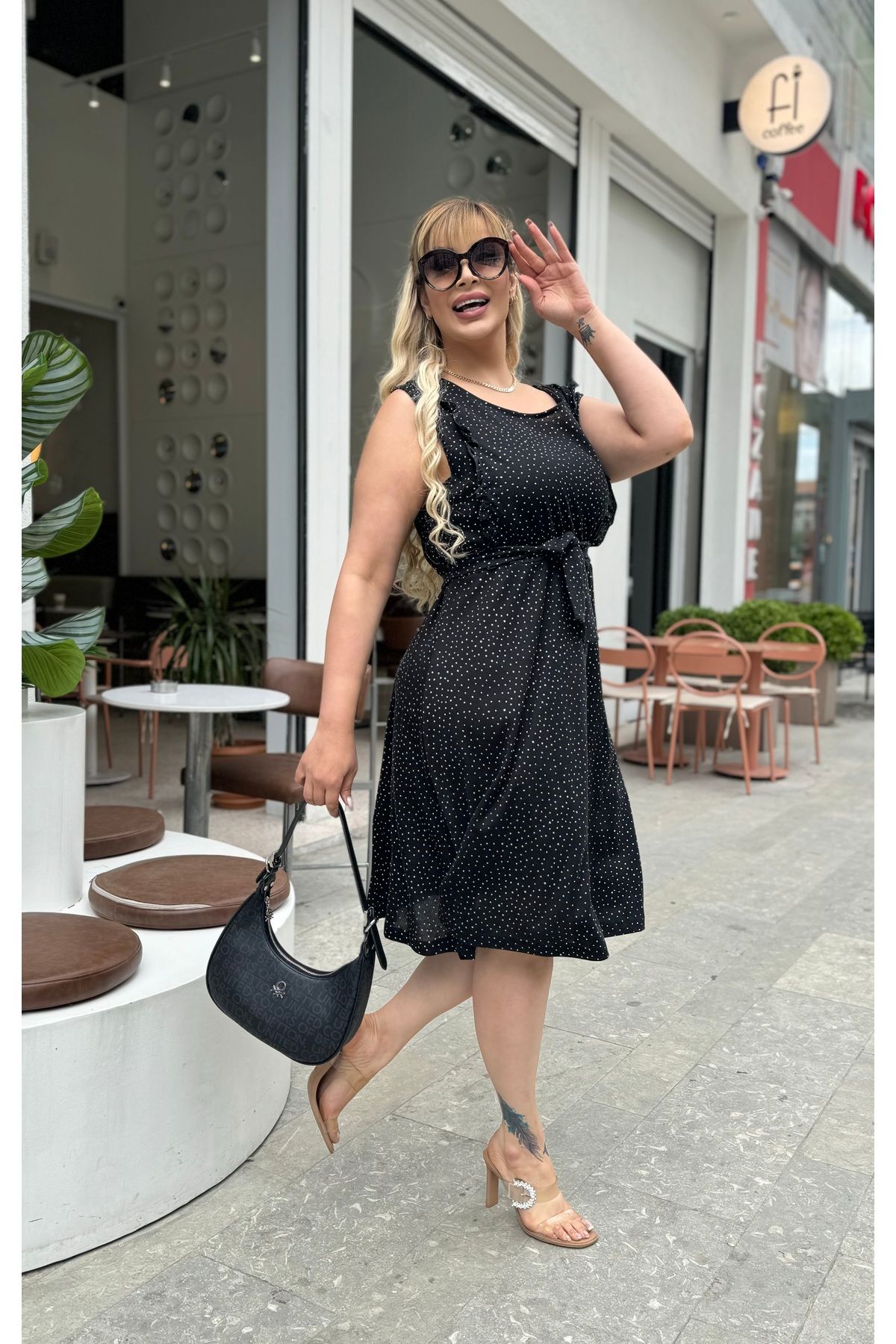 LİKRA KADIN BÜYÜK BEDEN FIRFIR DETAY ESNEK PAMUK KAŞKORSE ELBİSE