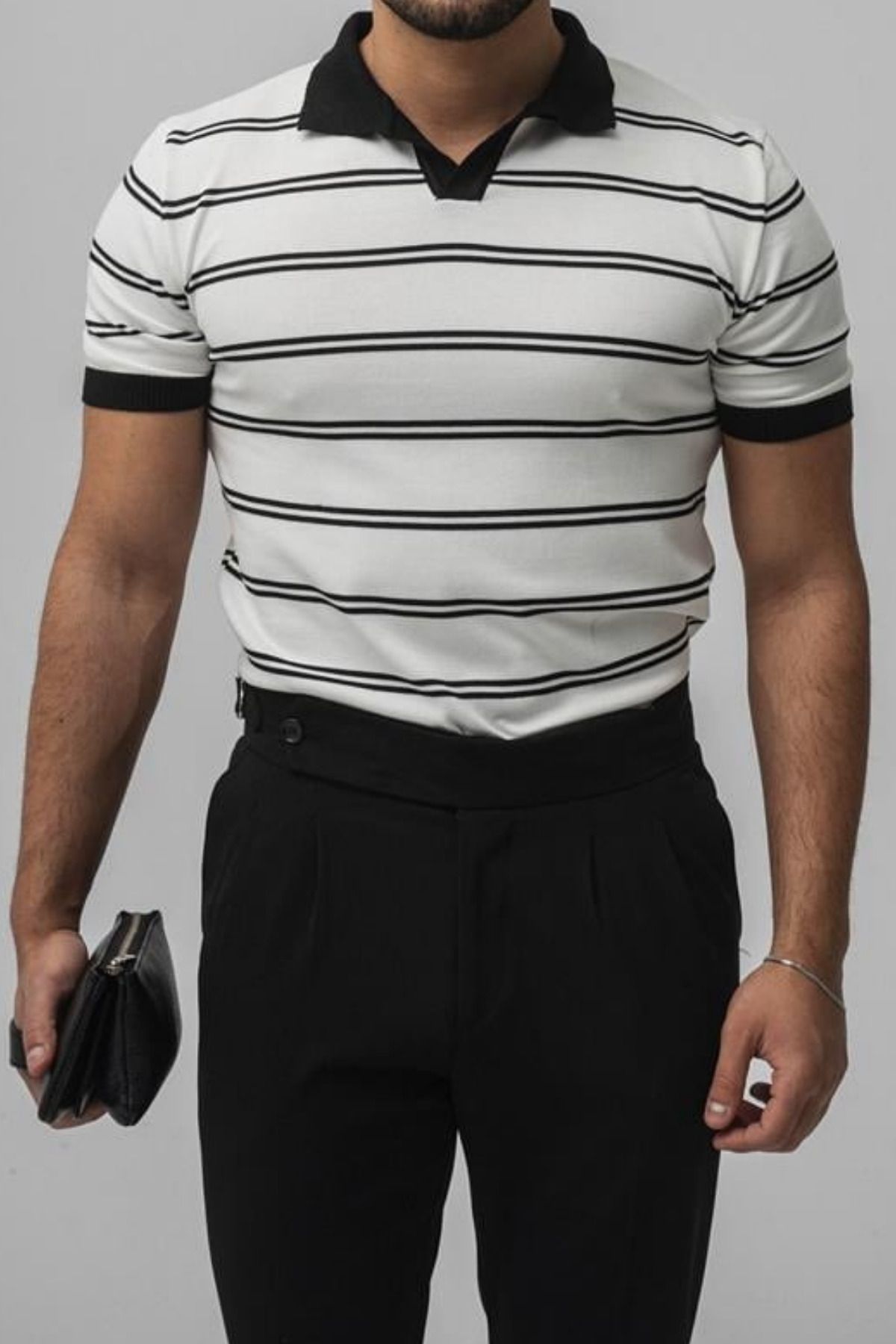 COOL TARZ Erkek Beyaz Paralel Polo Yaka Slim T-shirt