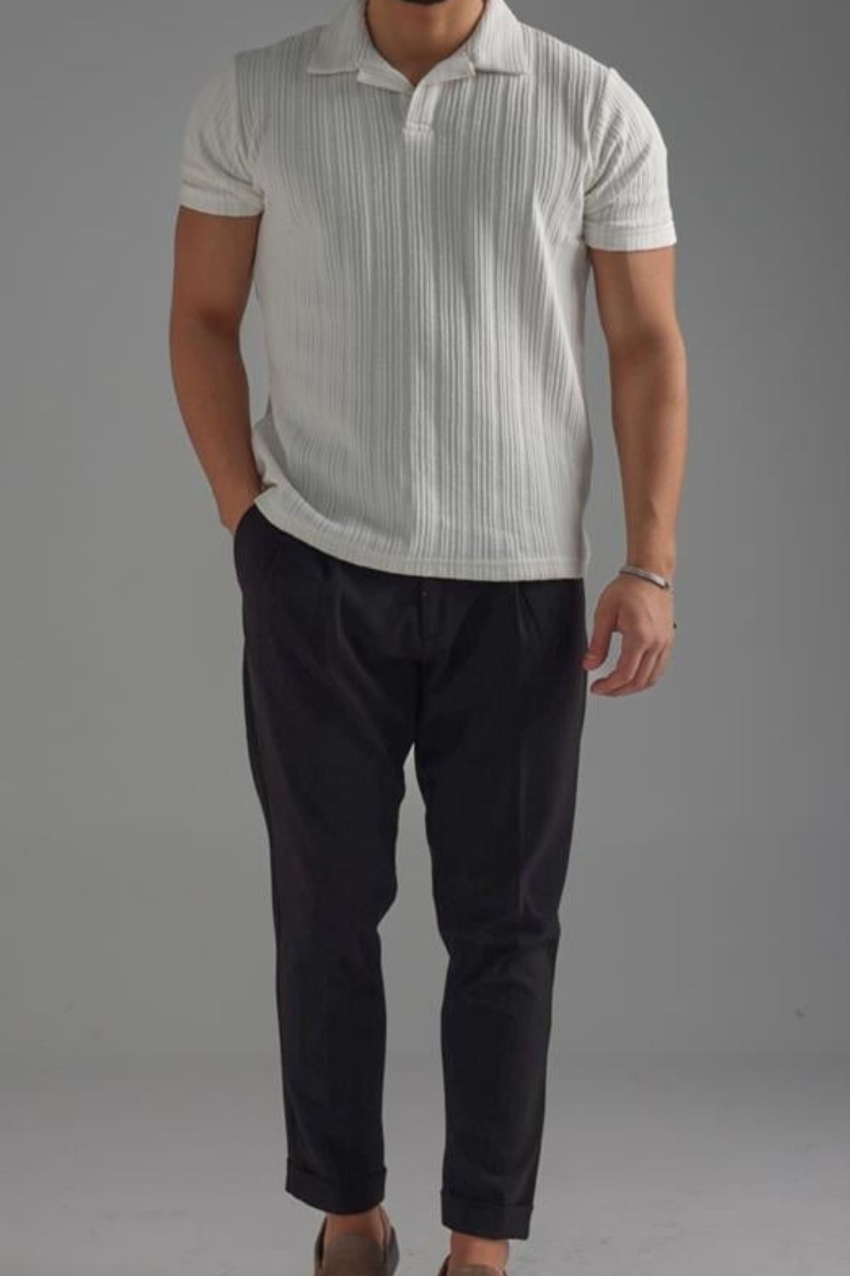 COOL TARZ Erkek Beyaz İşlemeli Polo Yaka T-Shirt
