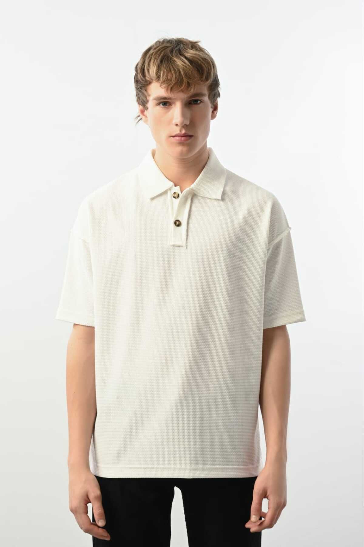 RODEZ Polo Yaka Ekru Tshirt