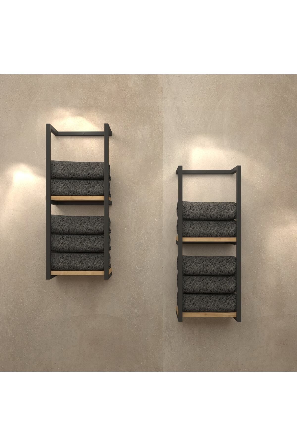 Nindes Dekoratif Metal Banyo Düzenleyici - Metal Açık Havluluk - Metal Organizer - 26