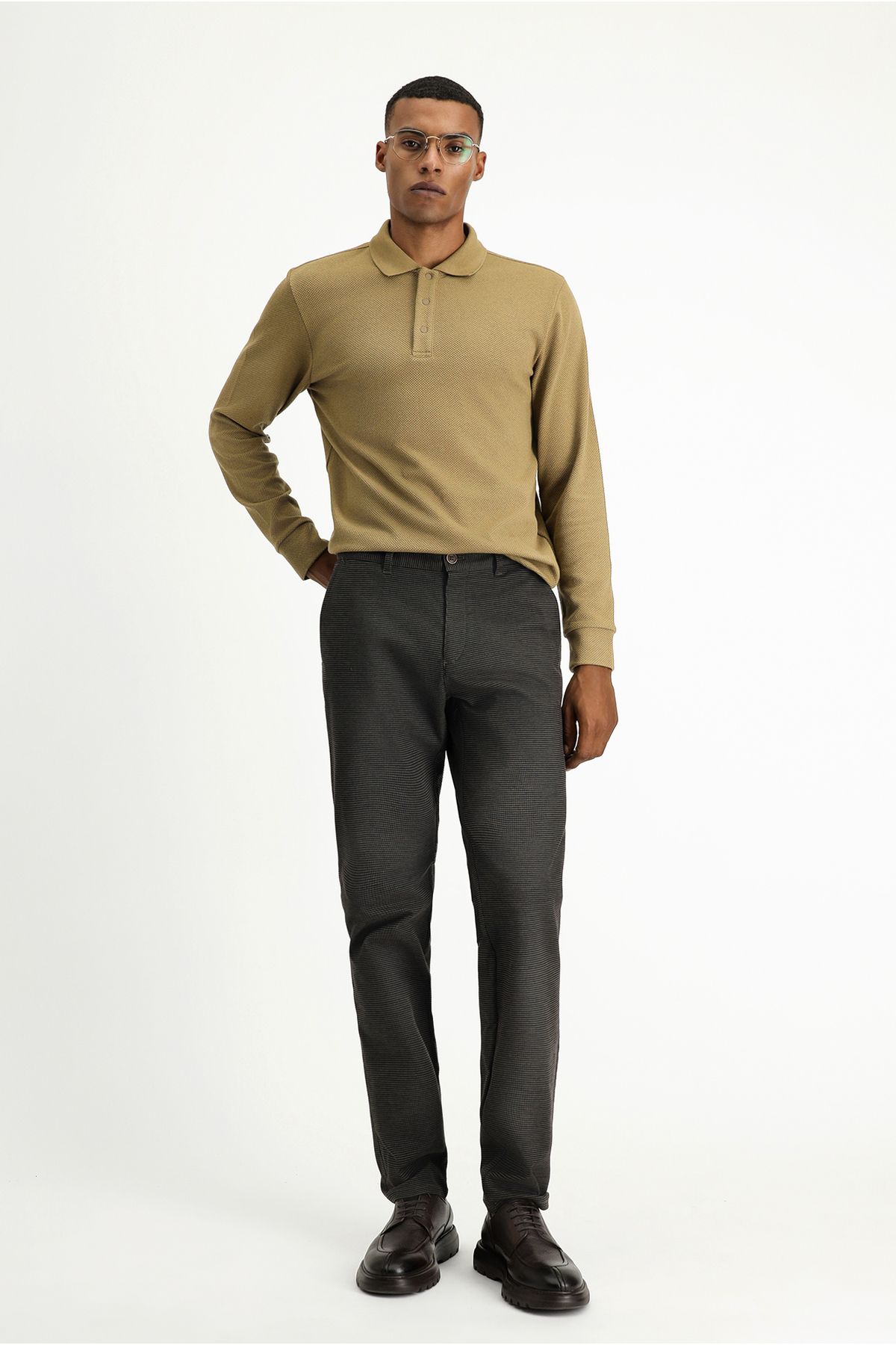 Kiğılı Regular Fit Likralı Desenli Kanvas / Chino Pantolon