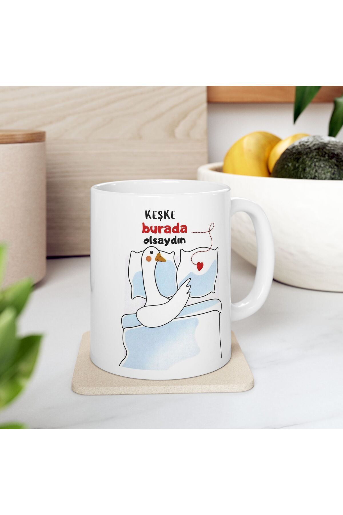 BASKIBAZAR Since 2020 Keşke Burda Olsaydın - Doğum Günü Hediyesi - Hediye Porselen Kupa Bardak