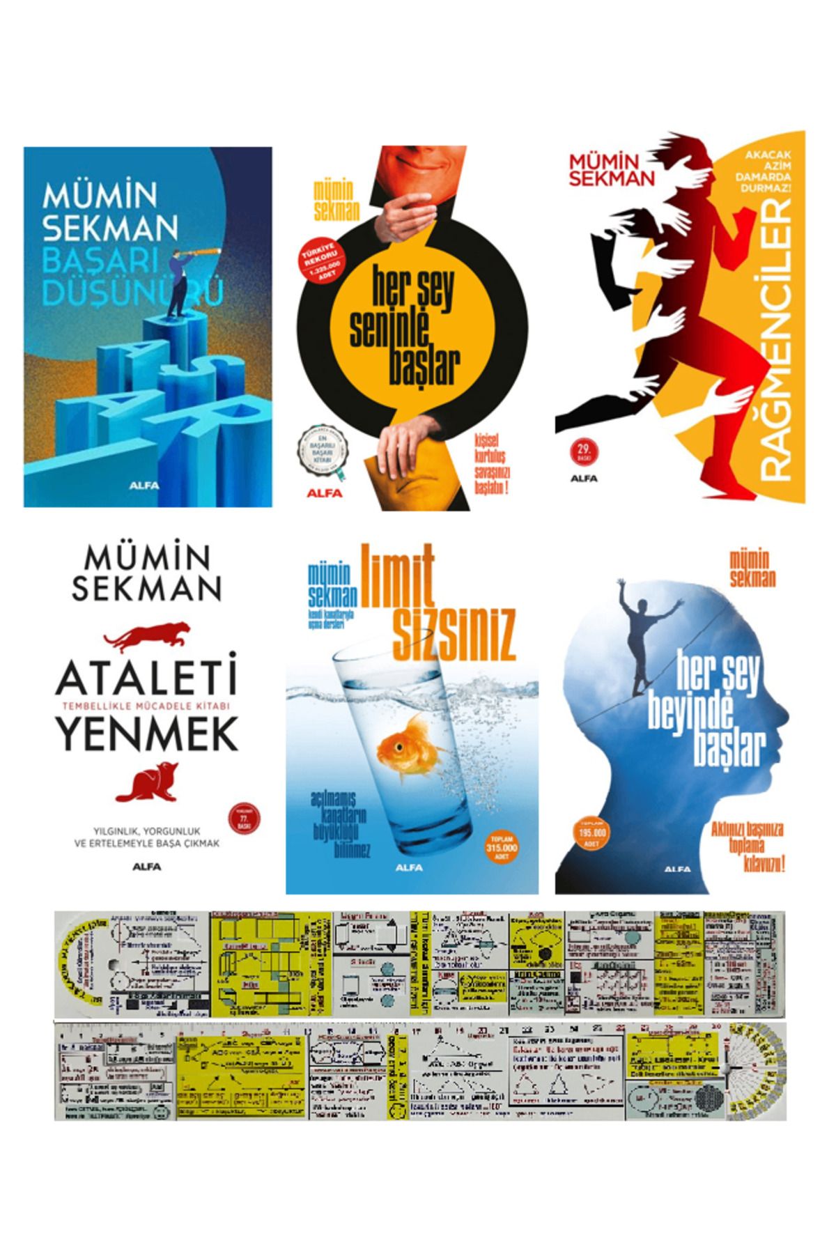 Alfa Yayınları Mümin Sekman 6 Kitap Set / Başarı Düşünürü - Her Şey Seninle Başlar + Mat. Öğreten Cetvel
