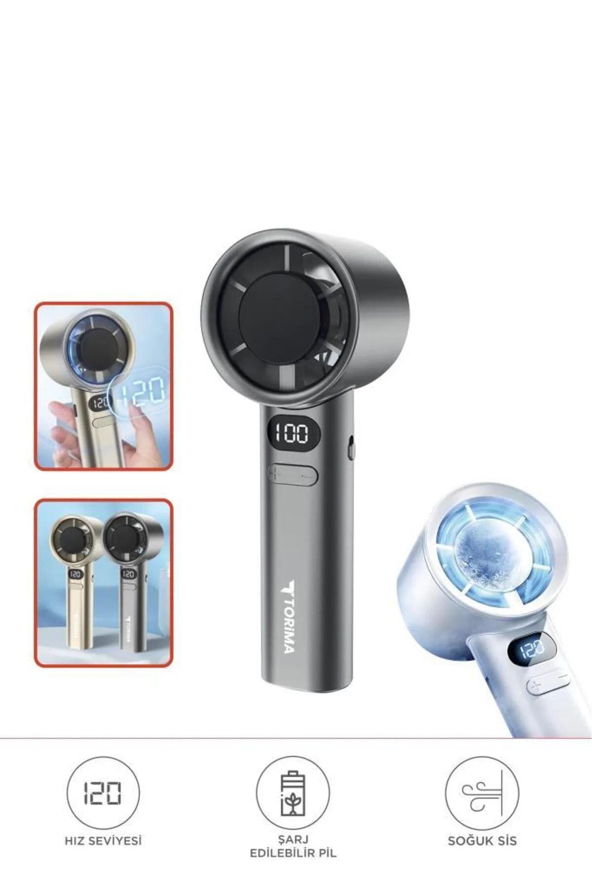 MASLİNG Dijital Ekranlı El fanı Masa fanı 120 Hız Ayarlı Taşınabilir Mini Fan vantilatör MAS-82