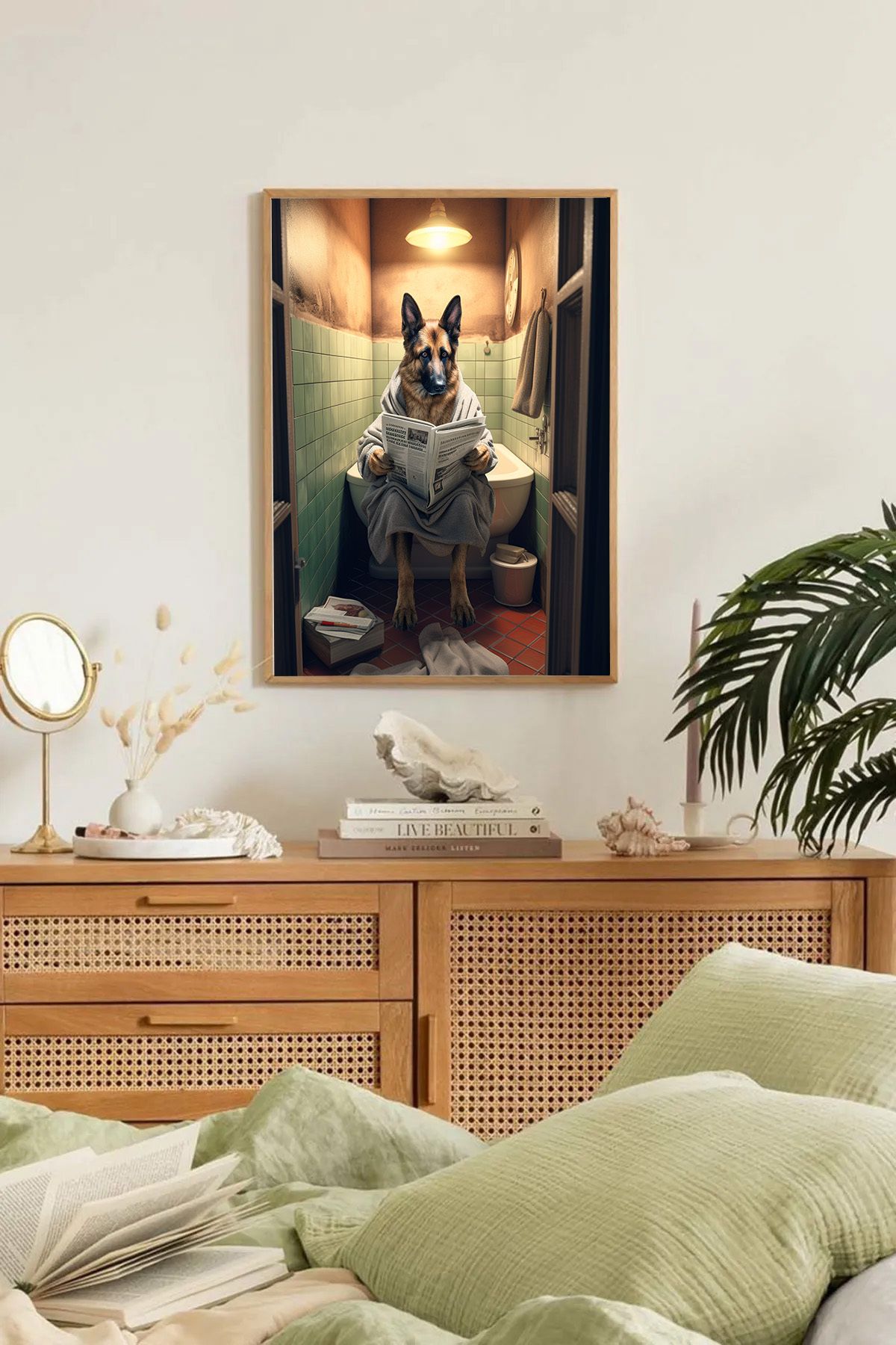 Dekorsiahome Tek Parça Ahşap Çerçeveli Oturma Odası Salon Mutfak Tablo TK0244