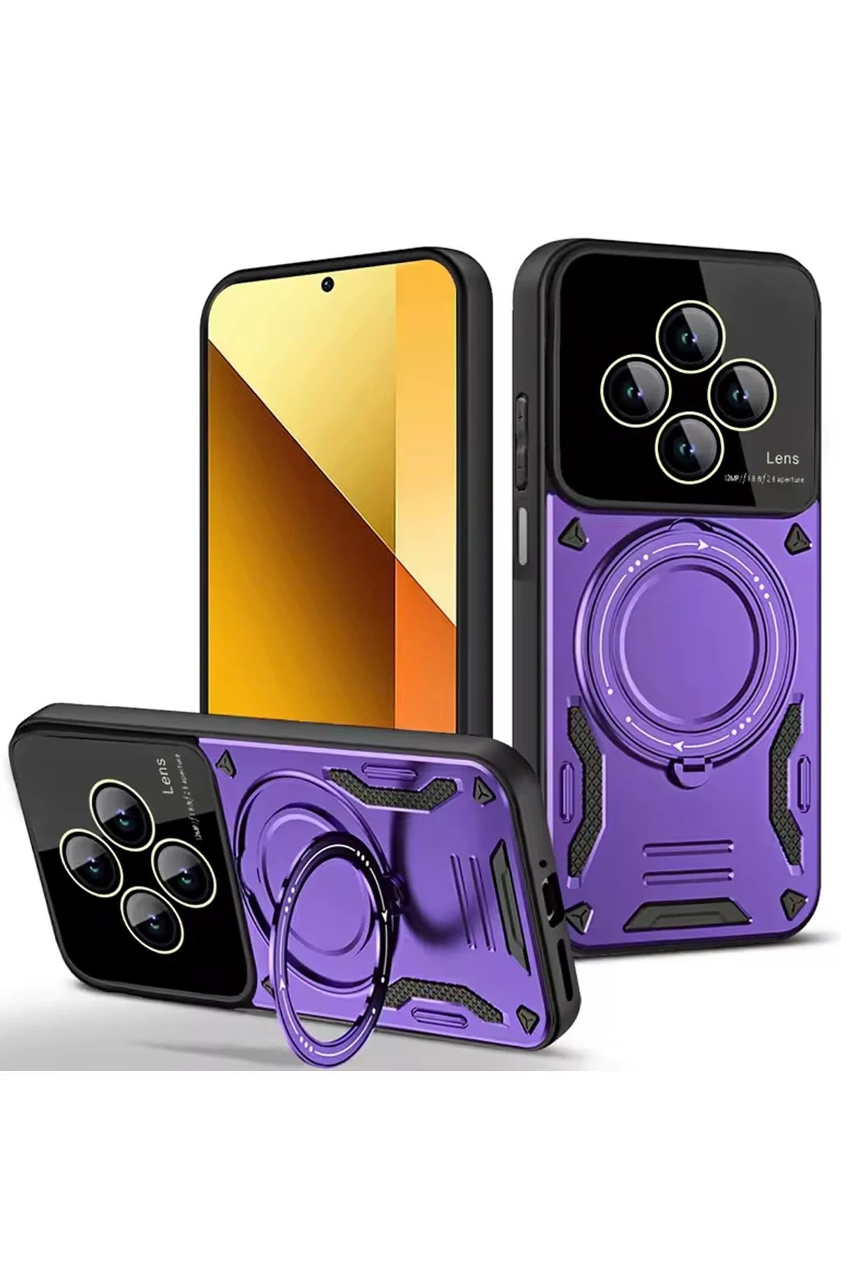 NewFace Xiaomi Redmi 14C Kılıf Joy Lens Standlı Kapak - Mor YNSMR