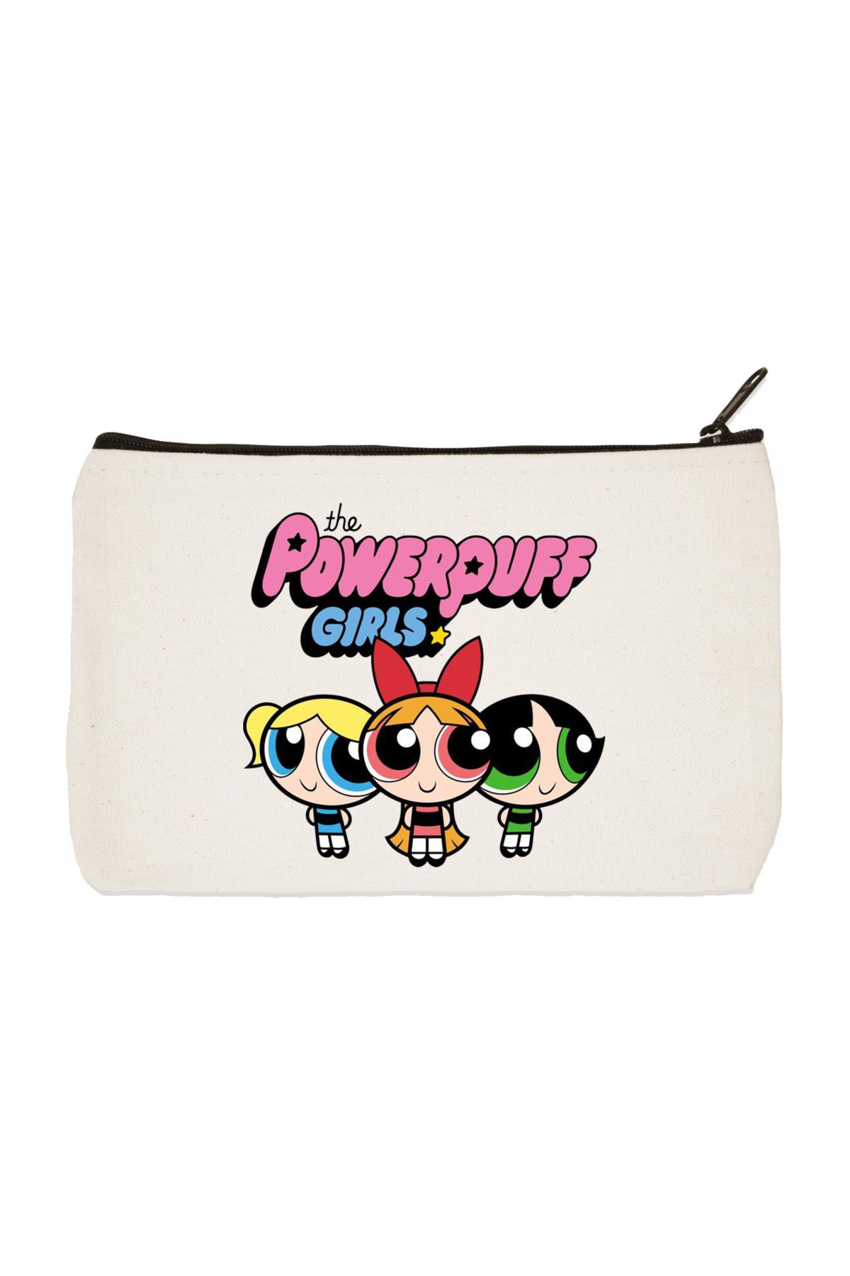 BİBANAPROMOSYON The Powerpuff Girls Su Geçirmez Baskılı Bez Makyaj Çantası, Kalemlik, Cüzdan
