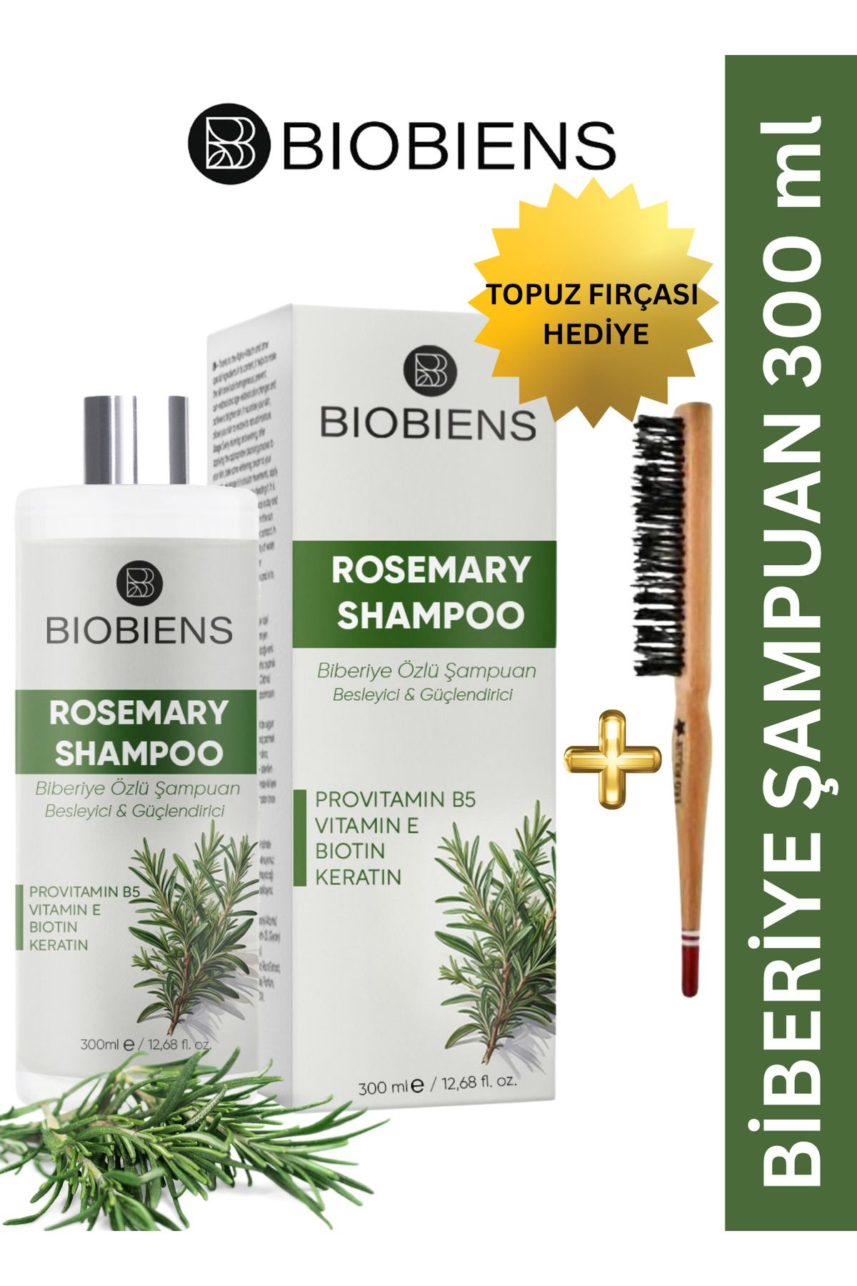 Biobiens Biberiye Şampuan Topuz Fırçası Hediyeli