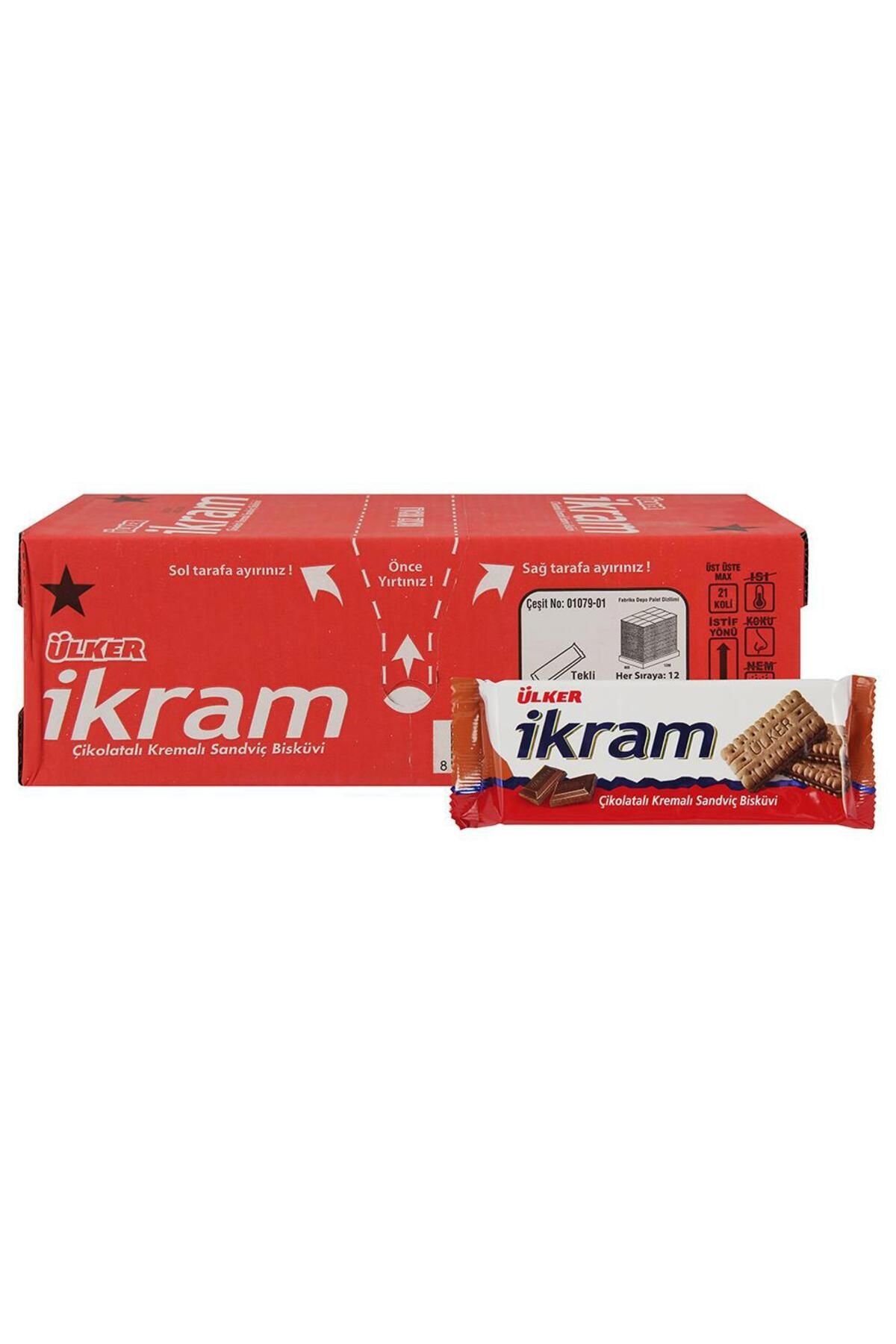 Ülker İkram Çikolata Kremalı Sandviç Bisküvi 84 g x 24 Adet