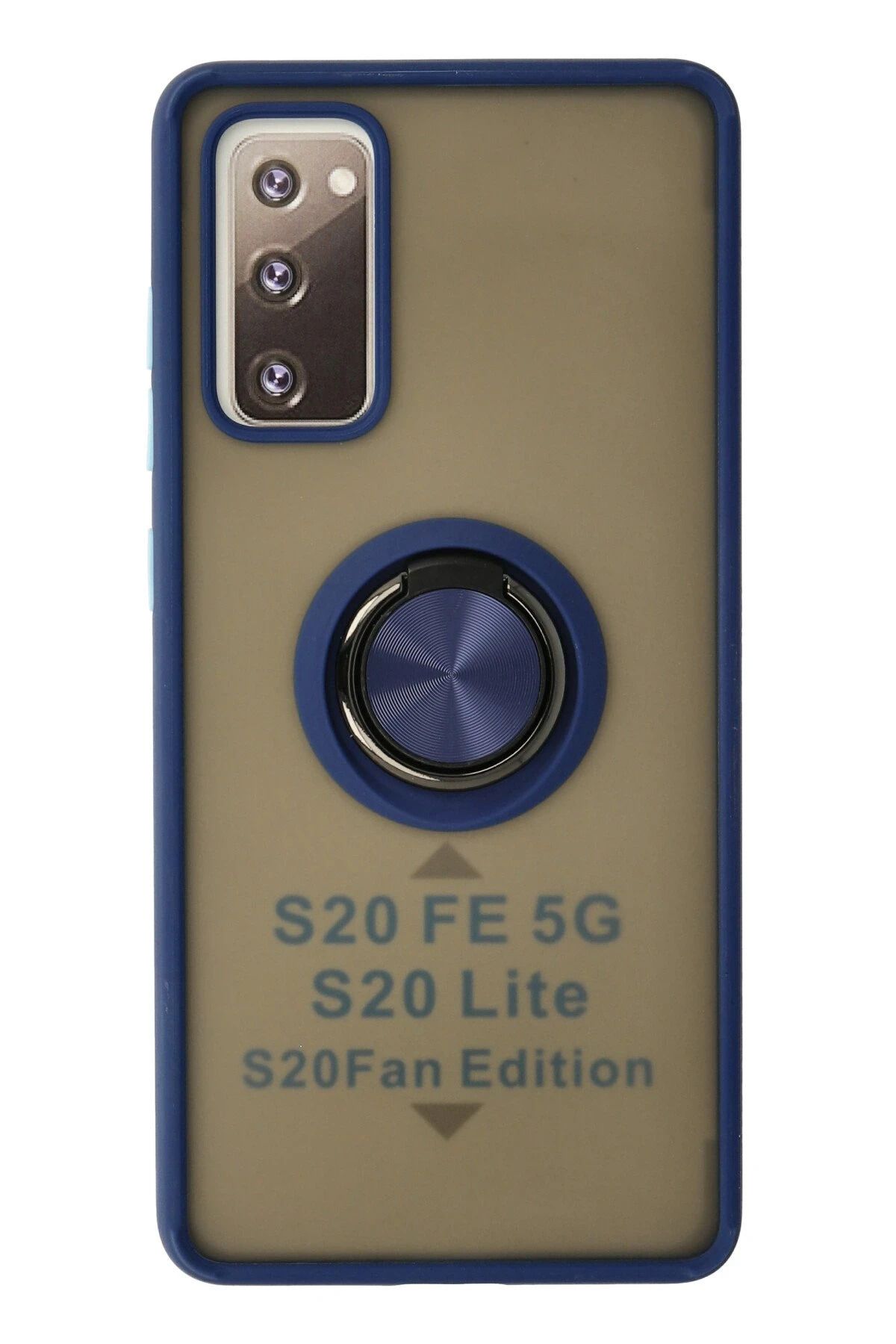 NewFace Samsung Galaxy S20 FE Kılıf Montreal Yüzüklü Silikon Kapak - Lacivert GLSTD