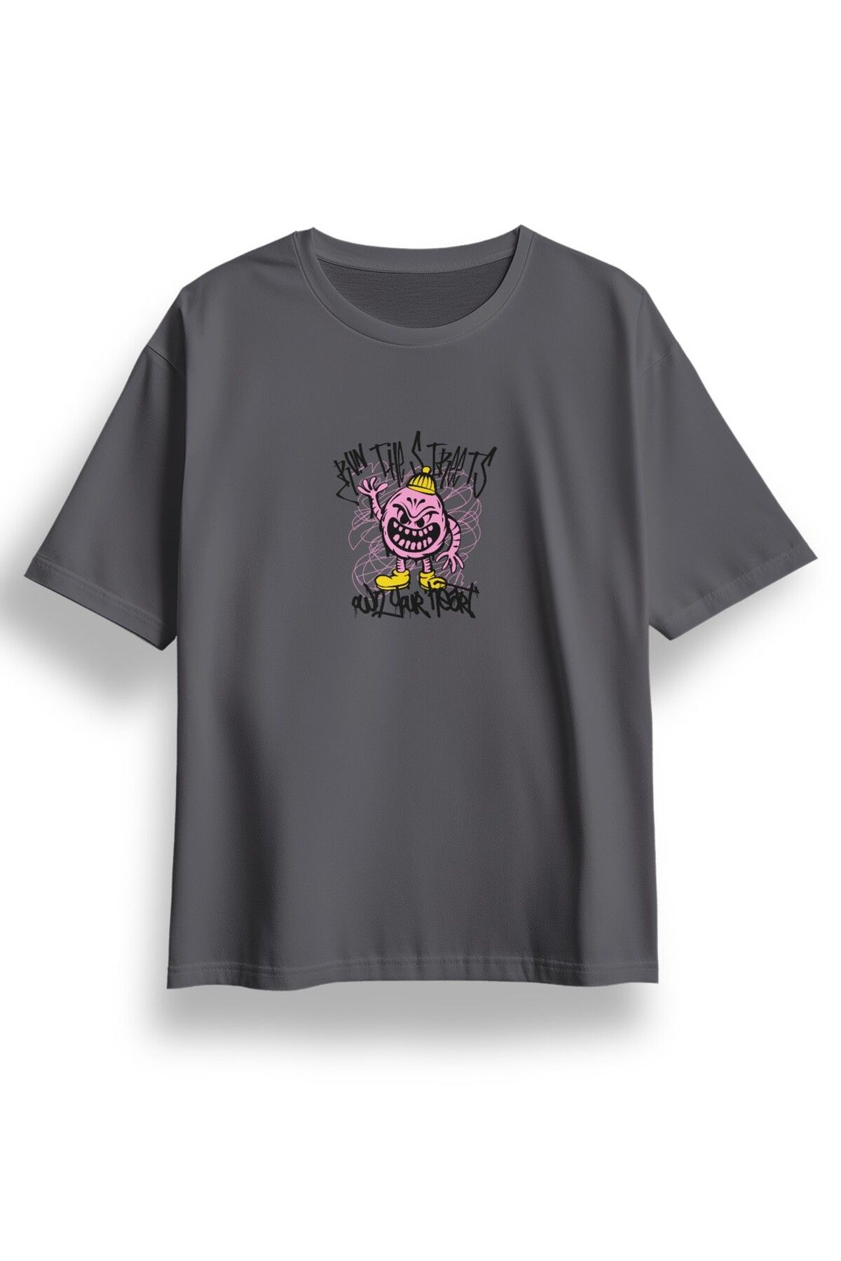 LUMARTA Oversize Run The Streets Baskılı Tshirt