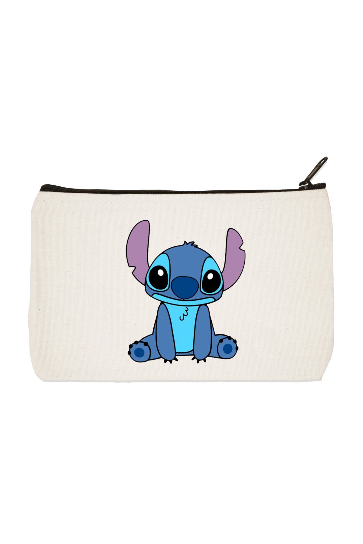 BİBANAPROMOSYON Stitch Su Geçirmez Baskılı Bez Makyaj Çantası, Kalemlik, Cüzdan