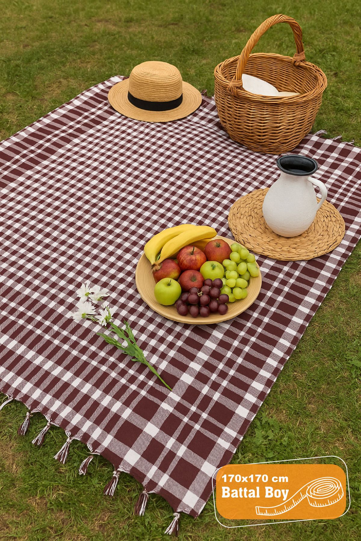 Elvya Çok Amaçlı Sofra Bezi - Piknik Örtüsü - Masa Örtüsü 170x170 Cm - ZTSOFRA