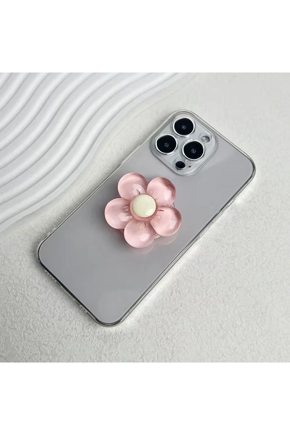 Microcase 3D Çiçek Tasarımlı 3M Yapıştırmalı El Parmak Tutucu Cep Telefonu Tutacağı Popsocket - AL5246