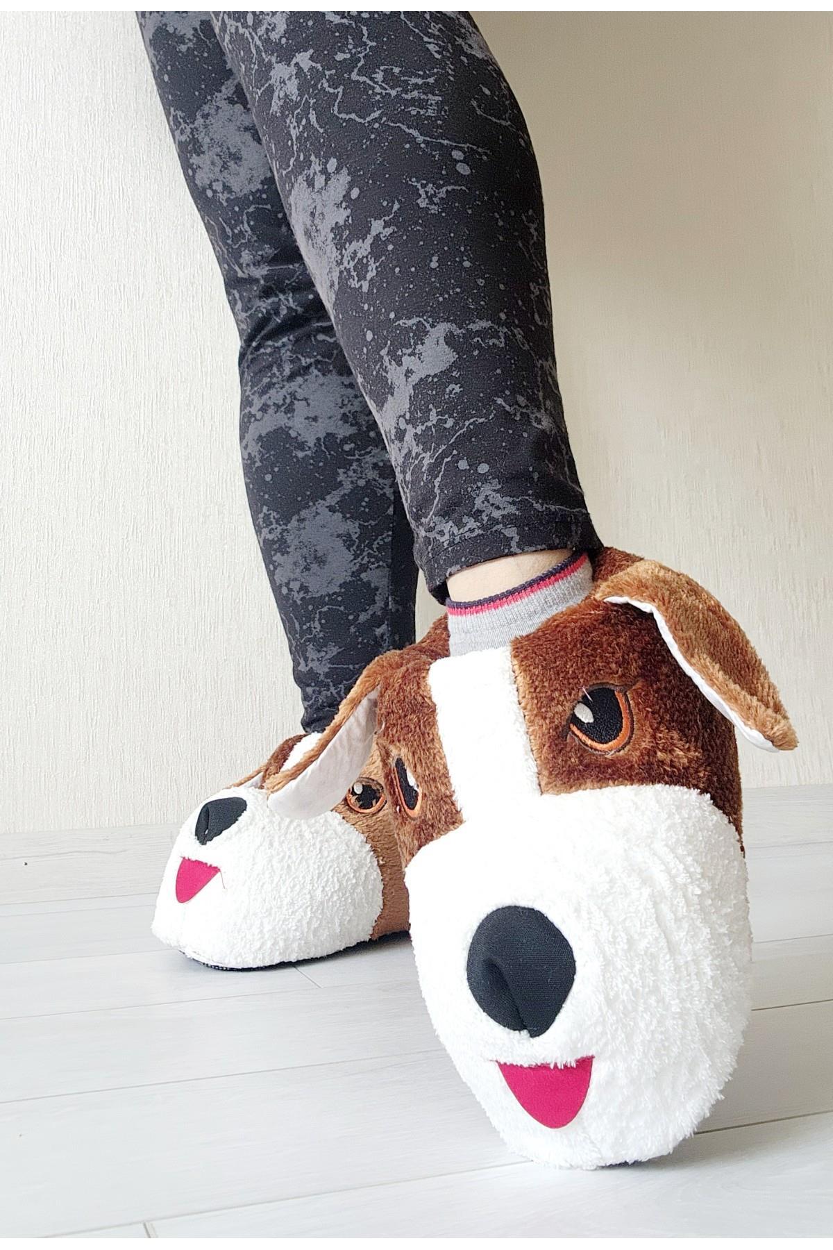 AkınalBella Köpek Figürlü Yumuşacık Kışlık Ev Pandufu görsel 2